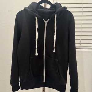 Doublju Zipped Hoodie Sweatshirt Black Juniors Sz L Fleece Lined
